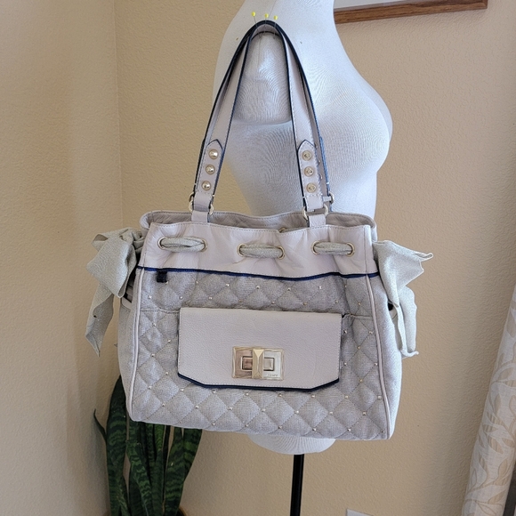 Juicy Couture Handbags - Juicy Couture Canvas Studded Daydreamer Bag Cream and Gold